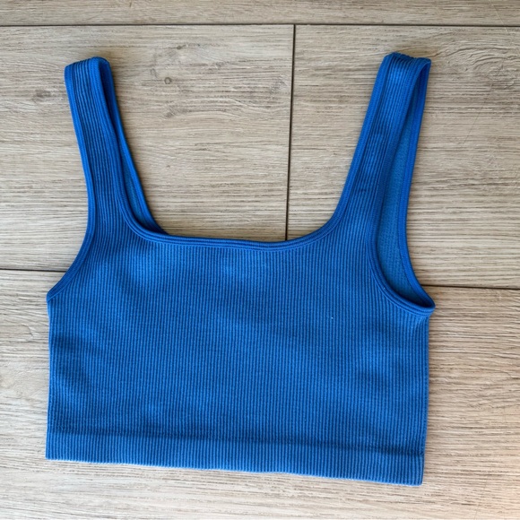 Cotton On Tops - Cotton On Electric Blue Ribbed Square Neck Crop Tank